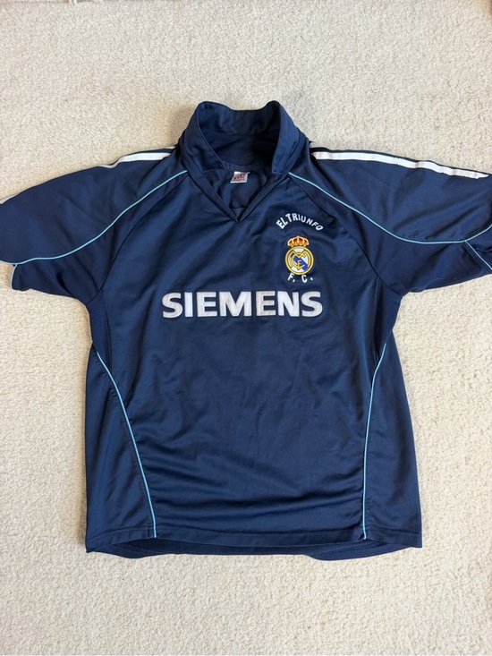 Navy Real Madrid Football Jersey Siemens El Trunfo Medium M FC